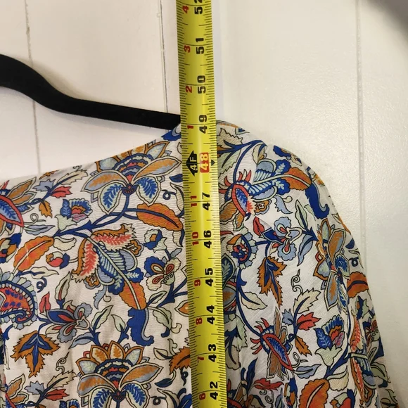 Boden Linen Blend Midi Dress Puff Sleeve A-Line Floral Boho Print V-Neck Size 14 - Picture 13 of 16